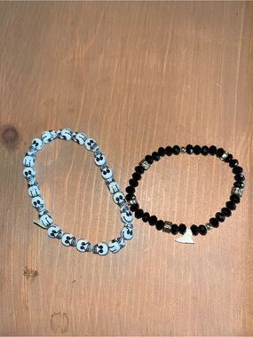 Set of two Halloween skull goth bracelets for Halloween day of the dead new with